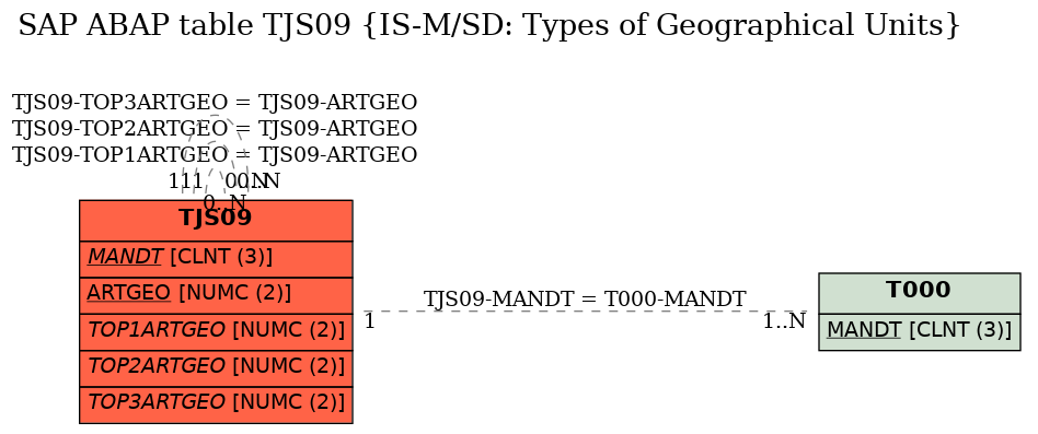 E-R Diagram for table TJS09 (IS-M/SD: Types of Geographical Units)
