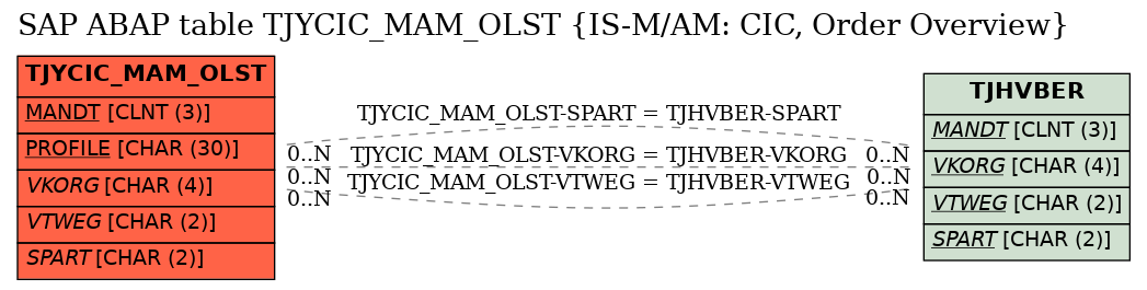 E-R Diagram for table TJYCIC_MAM_OLST (IS-M/AM: CIC, Order Overview)