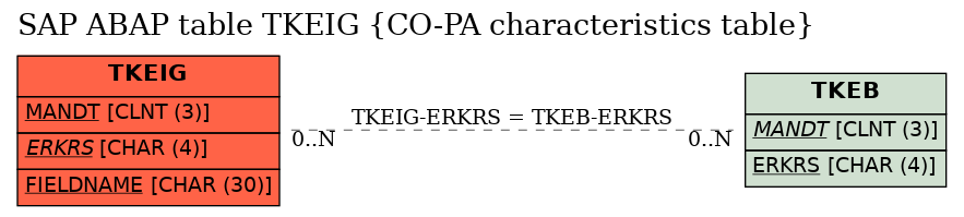 E-R Diagram for table TKEIG (CO-PA characteristics table)