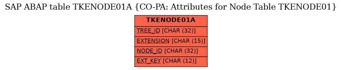 E-R Diagram for table TKENODE01A (CO-PA: Attributes for Node Table TKENODE01)