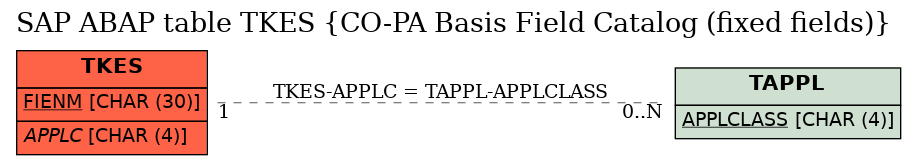 E-R Diagram for table TKES (CO-PA Basis Field Catalog (fixed fields))