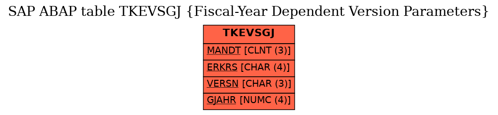 E-R Diagram for table TKEVSGJ (Fiscal-Year Dependent Version Parameters)