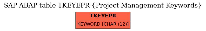 E-R Diagram for table TKEYEPR (Project Management Keywords)