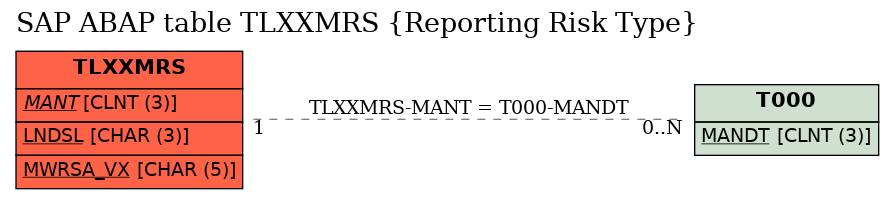 E-R Diagram for table TLXXMRS (Reporting Risk Type)