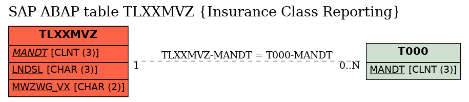 E-R Diagram for table TLXXMVZ (Insurance Class Reporting)