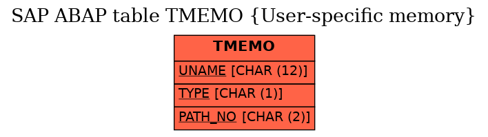 E-R Diagram for table TMEMO (User-specific memory)