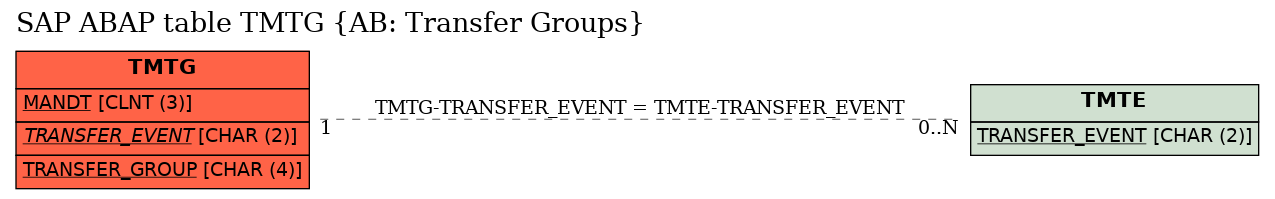 E-R Diagram for table TMTG (AB: Transfer Groups)