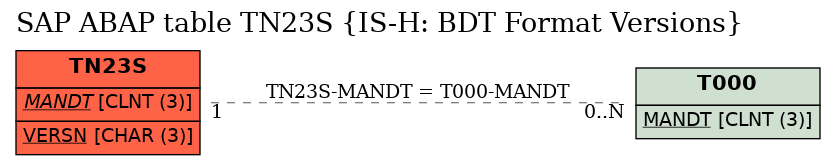 E-R Diagram for table TN23S (IS-H: BDT Format Versions)