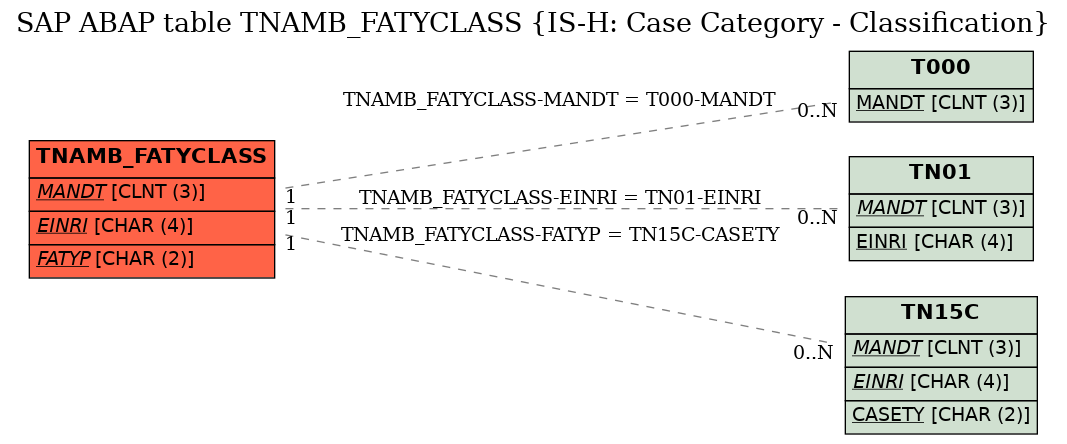 E-R Diagram for table TNAMB_FATYCLASS (IS-H: Case Category - Classification)