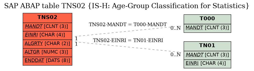 E-R Diagram for table TNS02 (IS-H: Age-Group Classification for Statistics)