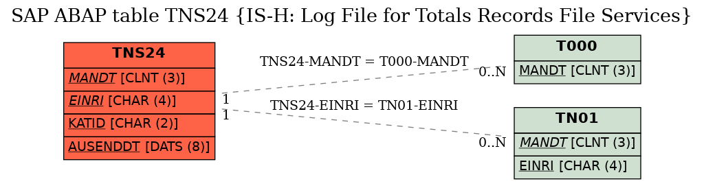 E-R Diagram for table TNS24 (IS-H: Log File for Totals Records File Services)