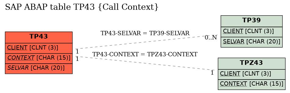 E-R Diagram for table TP43 (Call Context)