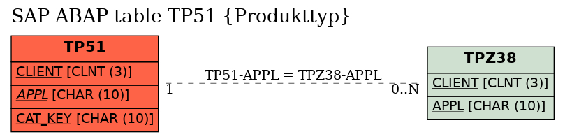 E-R Diagram for table TP51 (Produkttyp)