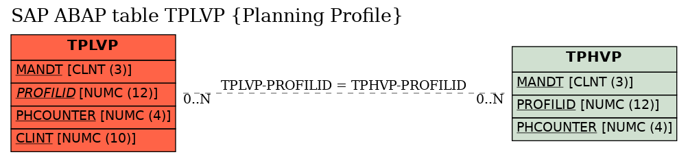 E-R Diagram for table TPLVP (Planning Profile)