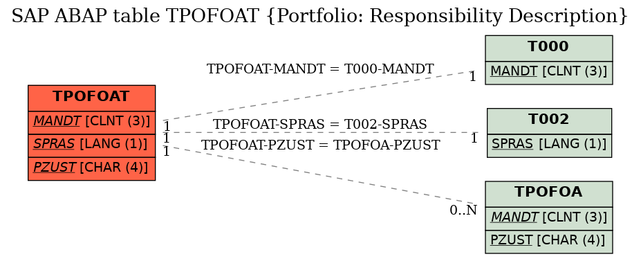 E-R Diagram for table TPOFOAT (Portfolio: Responsibility Description)