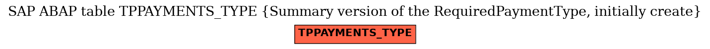 E-R Diagram for table TPPAYMENTS_TYPE (Summary version of the RequiredPaymentType, initially create)