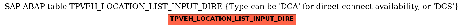 E-R Diagram for table TPVEH_LOCATION_LIST_INPUT_DIRE (Type can be 