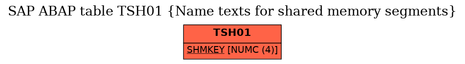 E-R Diagram for table TSH01 (Name texts for shared memory segments)