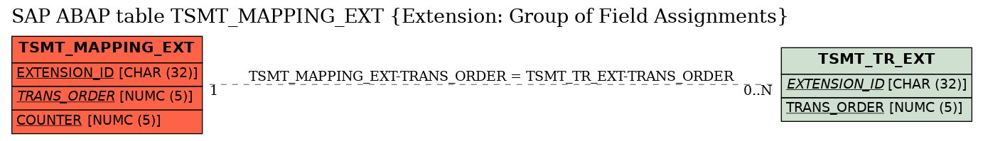 E-R Diagram for table TSMT_MAPPING_EXT (Extension: Group of Field Assignments)