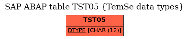 E-R Diagram for table TST05 (TemSe data types)