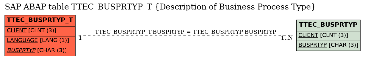E-R Diagram for table TTEC_BUSPRTYP_T (Description of Business Process Type)