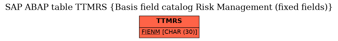 E-R Diagram for table TTMRS (Basis field catalog Risk Management (fixed fields))