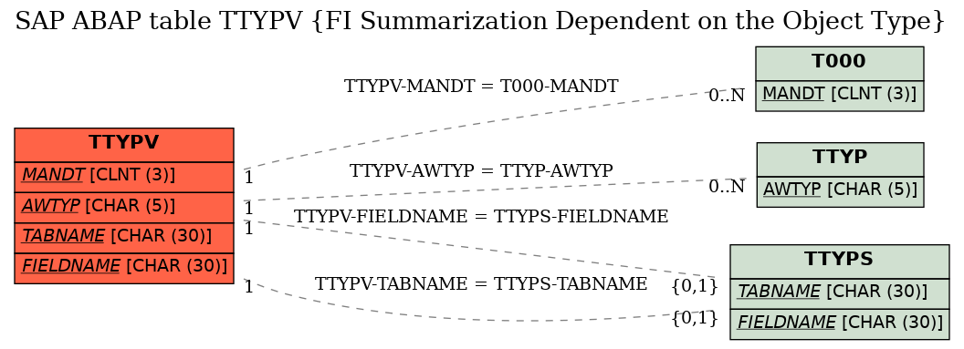 E-R Diagram for table TTYPV (FI Summarization Dependent on the Object Type)