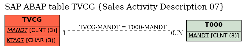 E-R Diagram for table TVCG (Sales Activity Description 07)