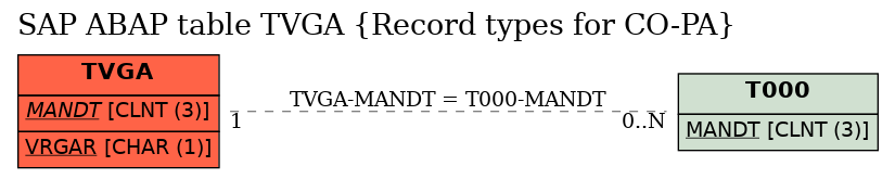 E-R Diagram for table TVGA (Record types for CO-PA)