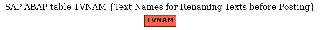 E-R Diagram for table TVNAM (Text Names for Renaming Texts before Posting)