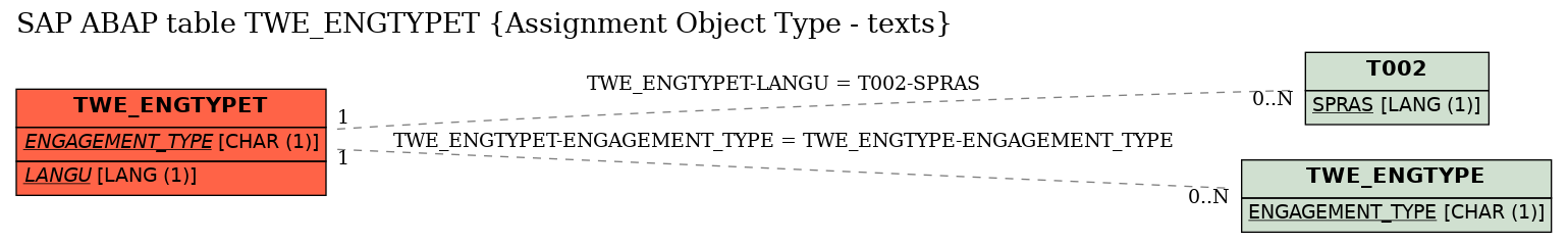 E-R Diagram for table TWE_ENGTYPET (Assignment Object Type - texts)
