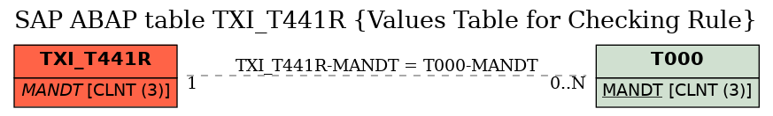 E-R Diagram for table TXI_T441R (Values Table for Checking Rule)