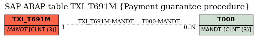 E-R Diagram for table TXI_T691M (Payment guarantee procedure)