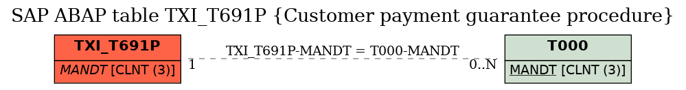 E-R Diagram for table TXI_T691P (Customer payment guarantee procedure)