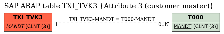 E-R Diagram for table TXI_TVK3 (Attribute 3 (customer master))