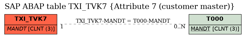 E-R Diagram for table TXI_TVK7 (Attribute 7 (customer master))