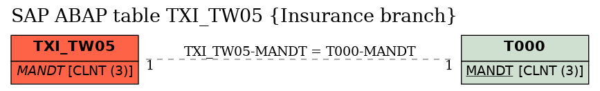 E-R Diagram for table TXI_TW05 (Insurance branch)