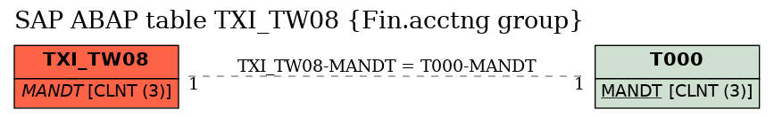 E-R Diagram for table TXI_TW08 (Fin.acctng group)