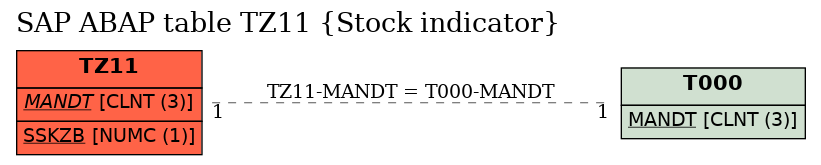 E-R Diagram for table TZ11 (Stock indicator)