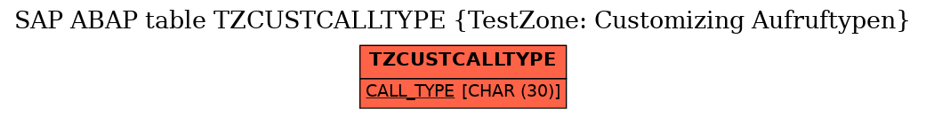 E-R Diagram for table TZCUSTCALLTYPE (TestZone: Customizing Aufruftypen)