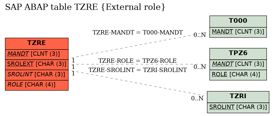 E-R Diagram for table TZRE (External role)