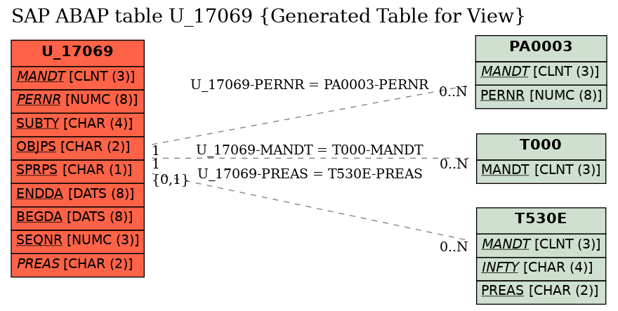 E-R Diagram for table U_17069 (Generated Table for View)