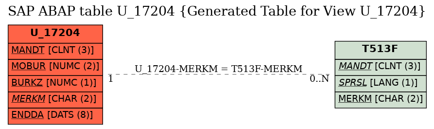 E-R Diagram for table U_17204 (Generated Table for View U_17204)