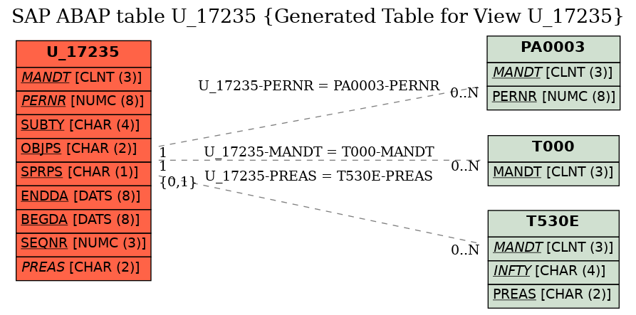 E-R Diagram for table U_17235 (Generated Table for View U_17235)