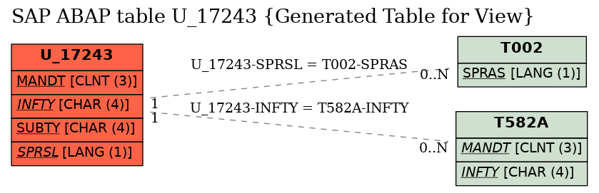 E-R Diagram for table U_17243 (Generated Table for View)