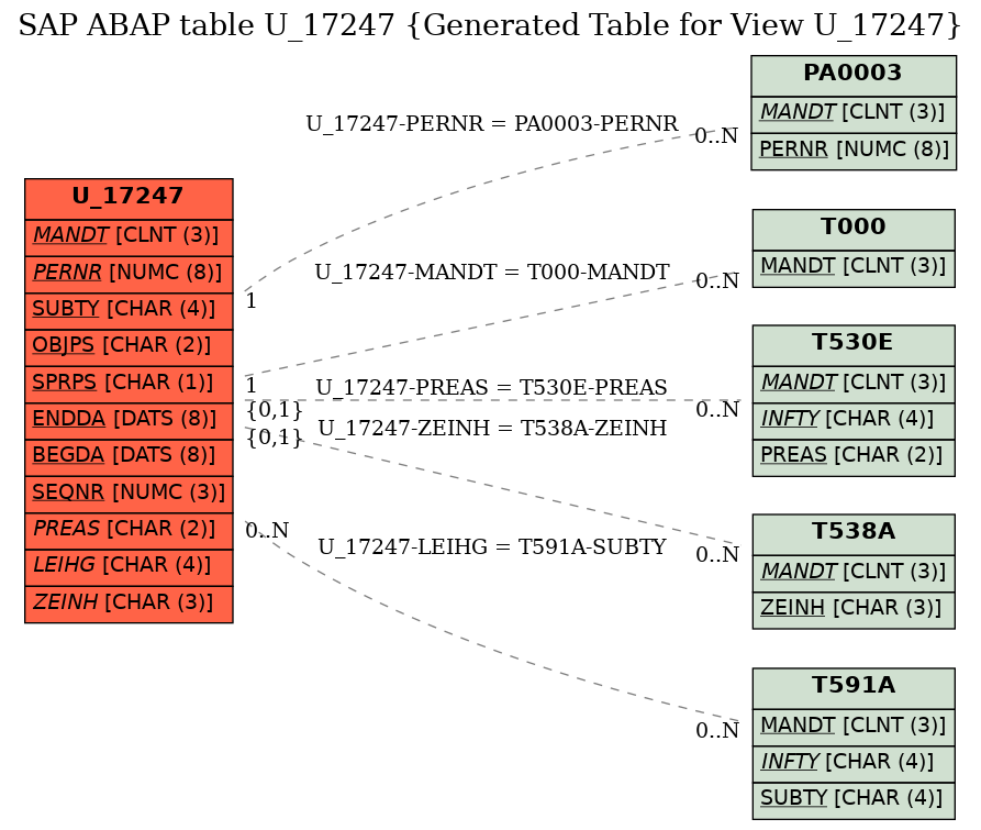 E-R Diagram for table U_17247 (Generated Table for View U_17247)