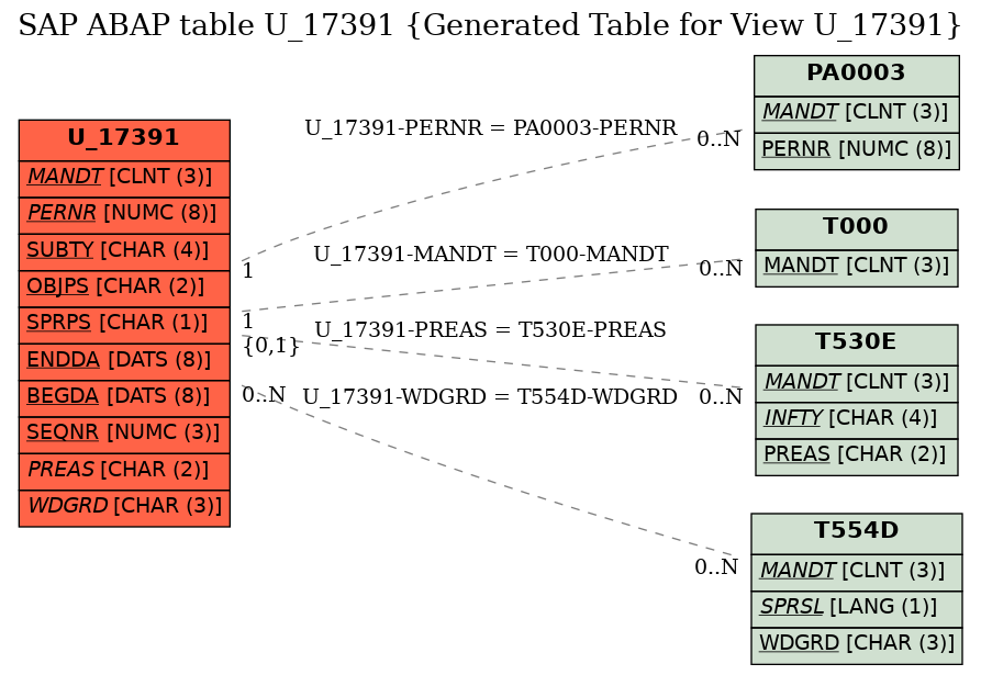 E-R Diagram for table U_17391 (Generated Table for View U_17391)