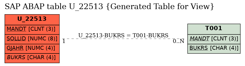 E-R Diagram for table U_22513 (Generated Table for View)