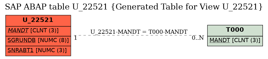 E-R Diagram for table U_22521 (Generated Table for View U_22521)