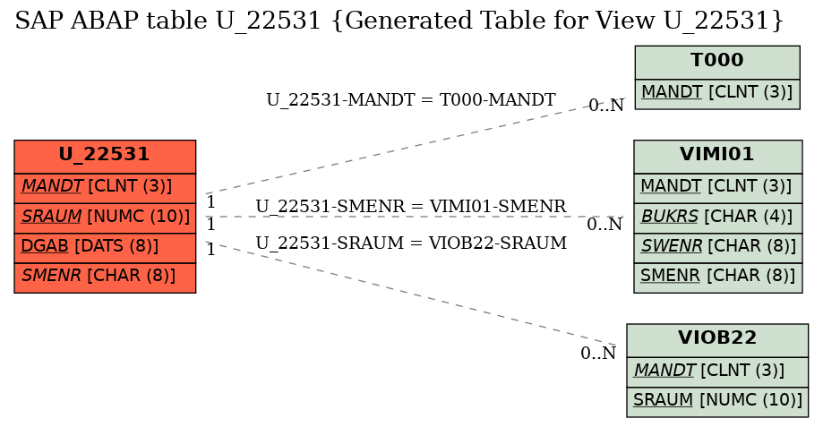 E-R Diagram for table U_22531 (Generated Table for View U_22531)